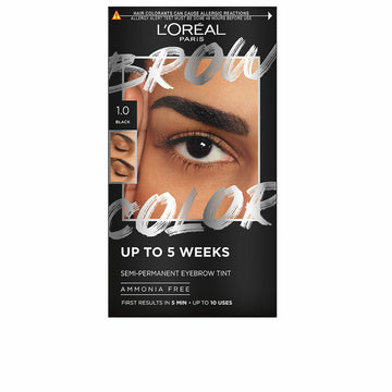 Ögonbryn färgade L'Oreal Make Up BROW COLOR Nº 1.0 Black Halvpermanent 4 Delar