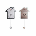 Wall Clock DKD Home Decor 32 x 5 x 56 cm Natural White Plastic House MDF Wood (2 Units)