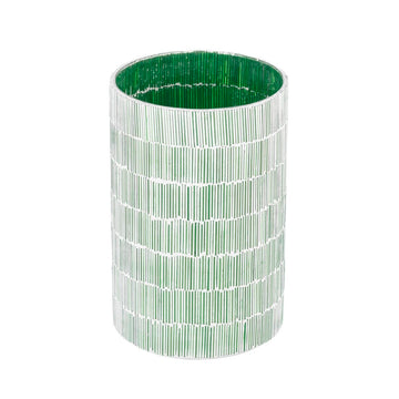 Candleholder Green Crystal Cement 13 x 13 x 20 cm