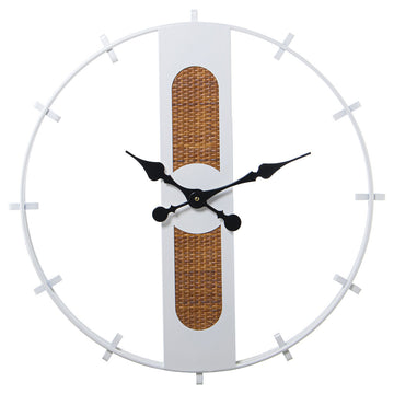 Wall Clock Alexandra House Living White Brown Metal wicker 64 x 5 x 64 cm