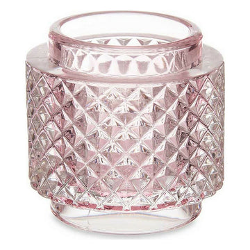 Candleholder 9 x 8,8 x 9 cm Pink Glass