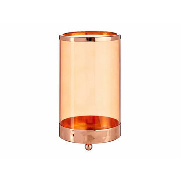 Candleholder Copper Amber Cylinder Metal Glass (9,7 x 16,5 x 9,7 cm)