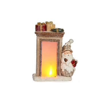 Prydnadsfigur Tomte LED Ljus 20 x 45 x 32 cm Keramik Brun Vit