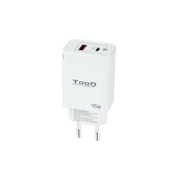 Väggladdare TooQ Cargador de Pared GaN USB-C/PD + USB-A/QC 45W, Blanco Vit 45 W