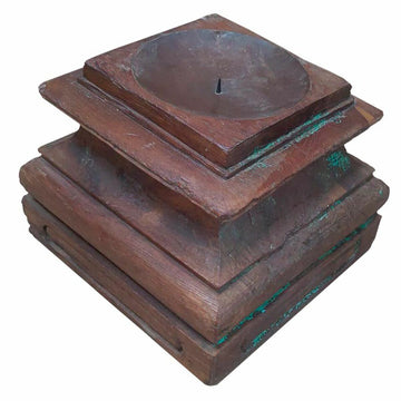 Candle Holder Alexandra House Living Brown Recycled Wood 26 x 23 x 26 cm