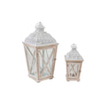 Lantern set Romimex White Wood Metal 27 x 59 x 21 cm 2 Pieces