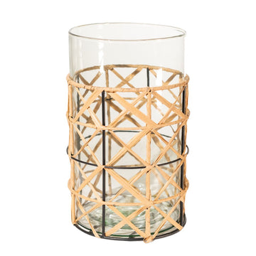 Ljusstakar Romimex Brun Transparent Jute Glas 16 x 26 x 16 cm