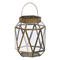 Lantern Candleholder Crystal Golden Metal 17 x 17 x 22 cm