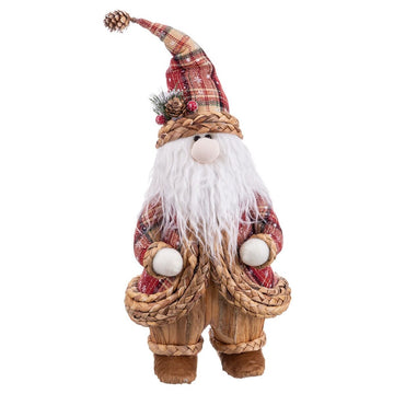 Julgranskula Multicolour Polyfoam Tyg Tomte 22 x 20 x 50 cm