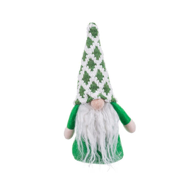 Julgranskula Vit Grön Sand Tyg Tomte 21 cm