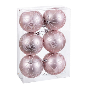 Julgranskulor Rosa Plast 8 cm (6 antal)