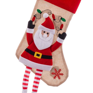 Julstrumpa Multicolour Tyg Tomte 47 x 28 x 28 cm