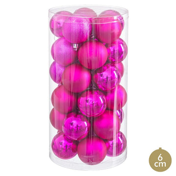 Julgranskulor Fuchsia Plast Ø 6 cm (30 antal)