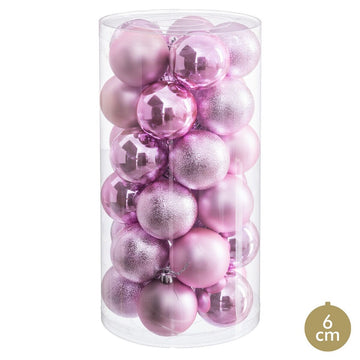 Julgranskulor Rosa Plast Ø 6 cm (30 antal)