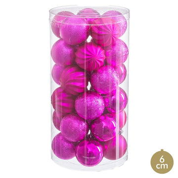 Julgranskulor Fuchsia Plast Ø 6 cm (30 antal)