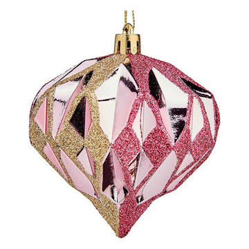 Christmas Baubles Diamond Ø 8 cm 6 Units Pink Golden Plastic