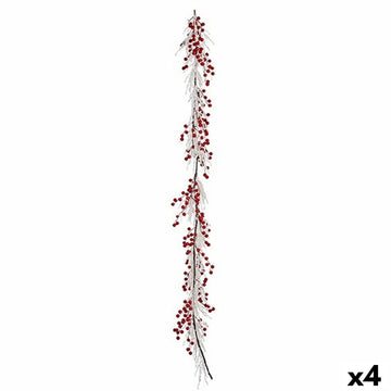 Christmas garland Branch White Red Plastic 180 x 14 cm (4 Units)