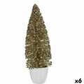 Decorative Figure Christmas Tree Bronze Golden Plastic 10 x 33 x 10 cm (6 Units)