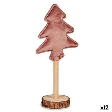 Christmas Tree Polyester Pink Wood 8 x 13 x 30 cm (12 Units)