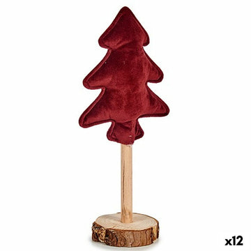 Christmas Tree Polyester Maroon Wood 9,5 x 32 x 13 cm (12 Units)