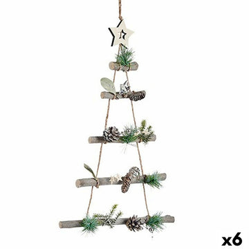 Christmas bauble Christmas Tree Brown Silver Wood Plastic 34 x 5 x 65 cm (6 Units)