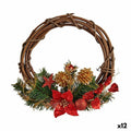 Advent wreathe Red Green Wood Plastic 33 x 9 x 35 cm (12 Units)