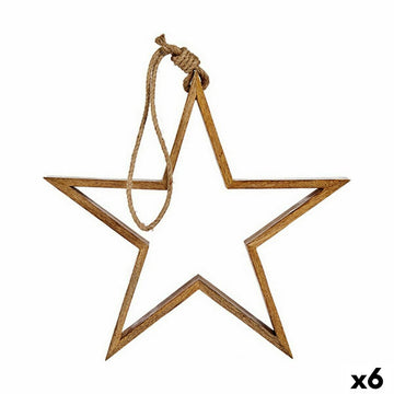 Christmas bauble Star Brown Jute Wood 41,5 x 7 x 78 cm (6 Units)