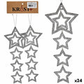 Christmas Decorations Set Silver Plastic Glitter Star 19 x 0,2 x 23 cm (24 Units)