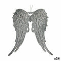 Christmas bauble Angel Wings Silver Plastic Glitter 13 x 14,5 x 2,5 cm (24 Units)