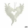 Christmas bauble Angel Wings White Plastic Glitter 12 x 13 x 2,5 cm (24 Units)