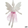 Christmas bauble Fairy White Plastic Glitter 8 x 12 x 5 cm (24 Units)