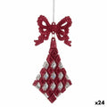 Christmas bauble Lasso Rhombus Fuchsia Plastic Glitter 7,5 x 1 x 15,5 cm (24 Units)