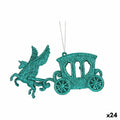 Christmas bauble Magical Carriage Green Plastic Glitter 15 x 8,5 x 4,5 cm (24 Units)