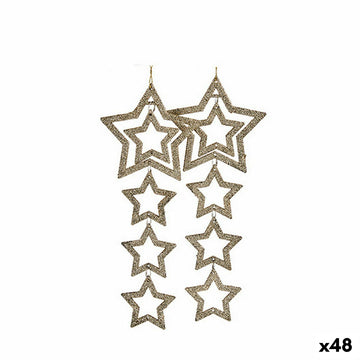 Christmas Decorations Set Stars champagne 19 x 0,2 x 23 cm (48 Units)