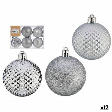 Set of Christmas balls Ø 6 cm Silver PVC (12 Units)