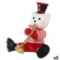 Decorative Figure Bear Trumpet White Black Red polystyrene 32 x 31 x 26 cm (2 Units)