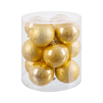 Julgranskulor Guld Gyllene Plast Ø 8 cm 19,5 X 19,5 X 22 CM (12 antal)